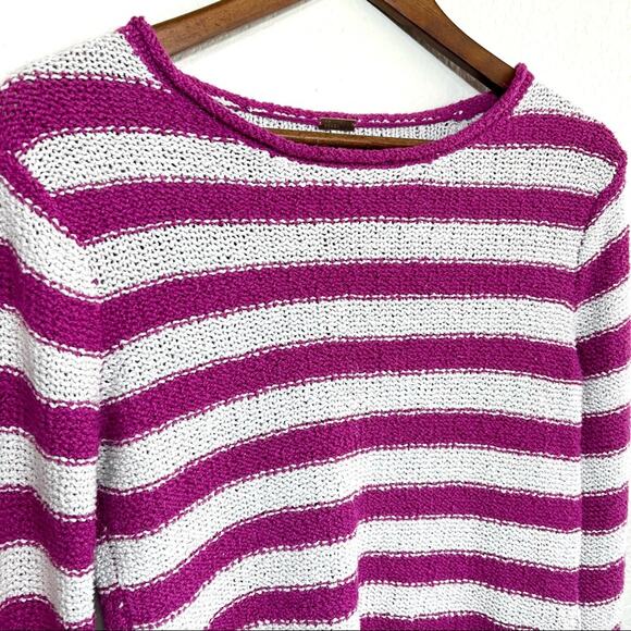 Free People Beach grey and purple knit cropped pullover sweater size small - Picture 5 of 8